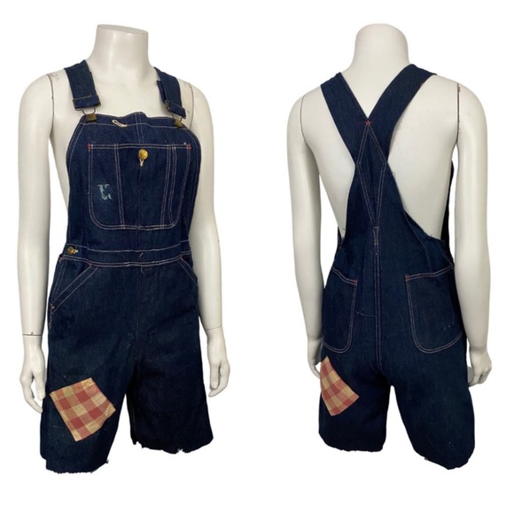 1950s RARE Blue Bell Selvage Dark Denim Bib Overalls Workwear / Women’s XS * - Picture 3 of 5